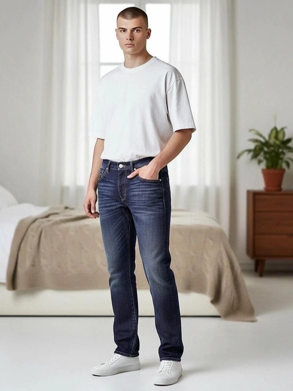 Paper Denim & Cloth Straight Leg Jeans Waist 36 Blue